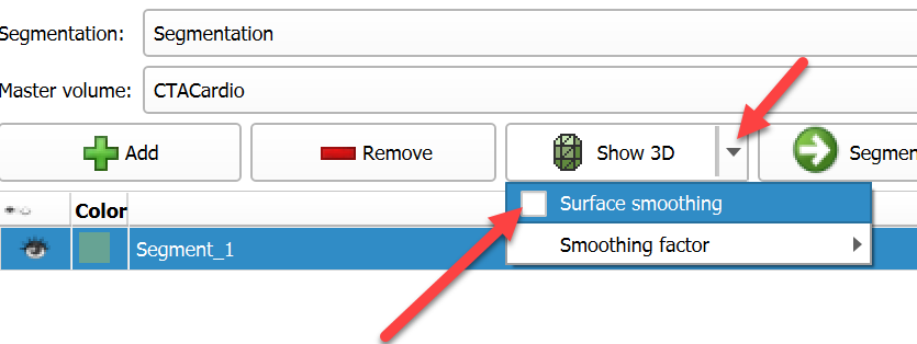 Disable surface smoothing for fast updates in 3D view.